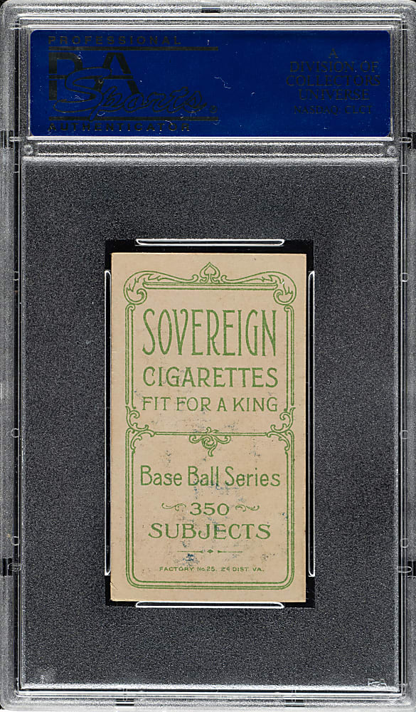 1909-1911 T206 White Border Patsy Dougherty Arm In Air PSA EX 5 - Sovereign 350 Back