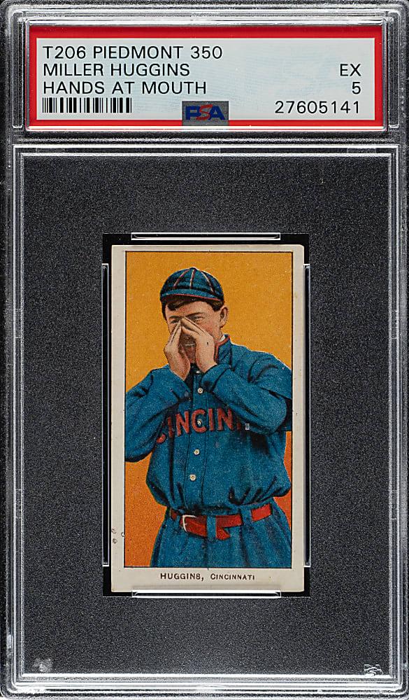1909-1911 T206 White Border Miller Huggins Hands At Mouth PSA EX 5