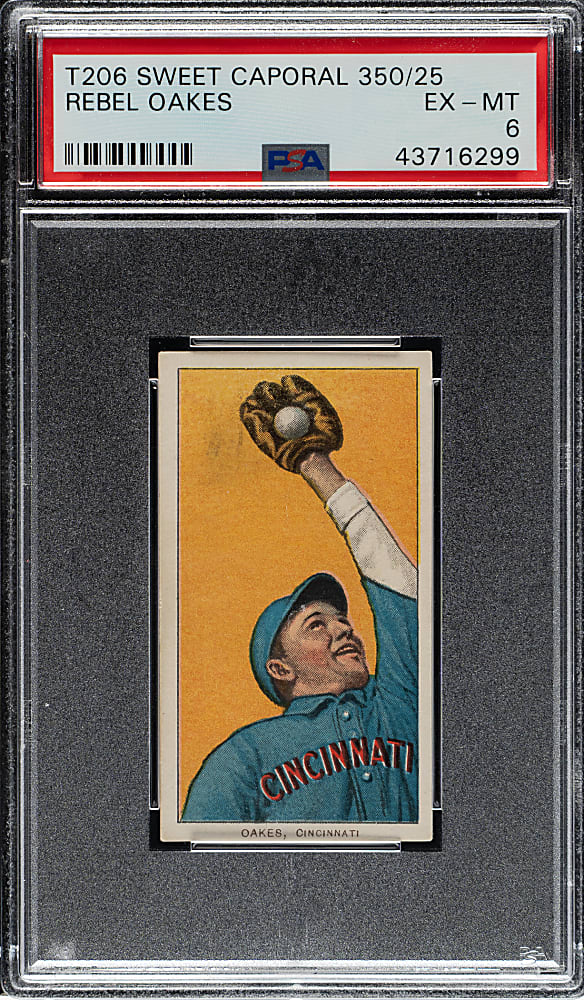 1909-1911 T206 White Border Rebel Oakes PSA EX-MT 6