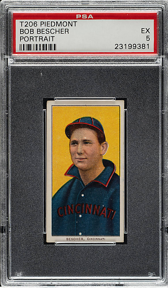 1909-1911 T206 White Border Bob Bescher Portrait PSA EX 5