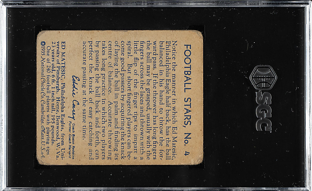 1935 R331 National Chicle Football #4 Ed Matesic SGC GOOD 2