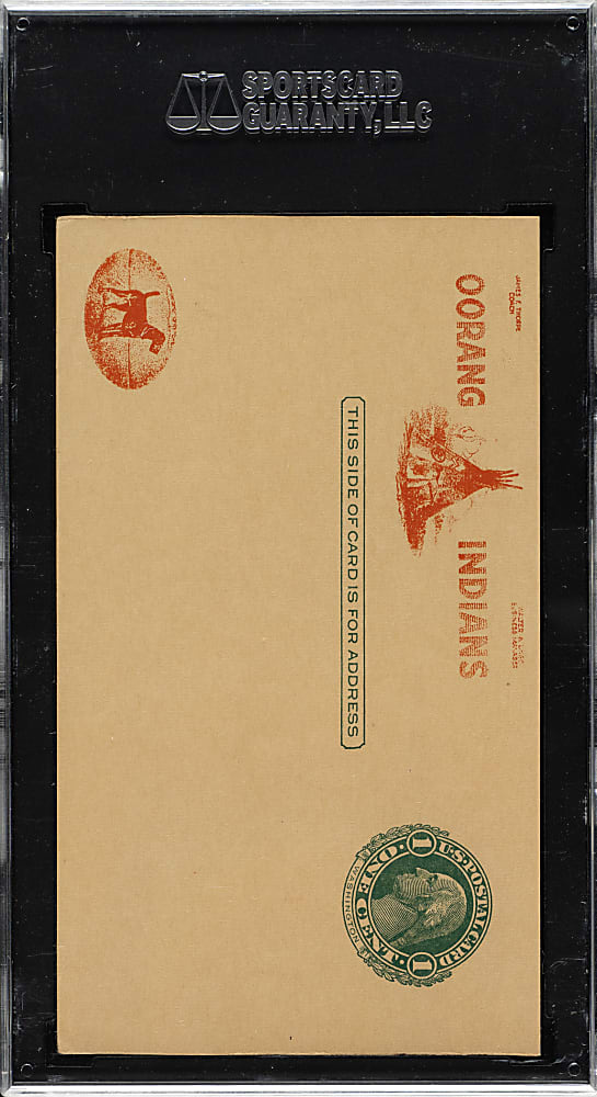 1922 Oorang Indians vs. Columbus Government Postcard SGC Authentic - Jim Thorpe Coach