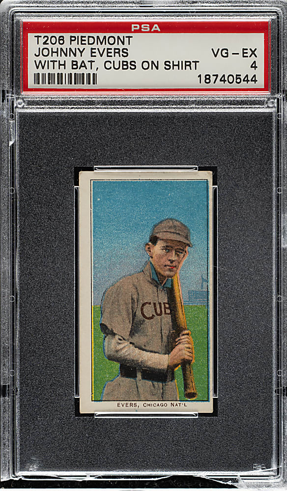 1909-1911 T206 White Border Johnny Evers with Bat, Cubs on Shirt PSA VG-EX 4