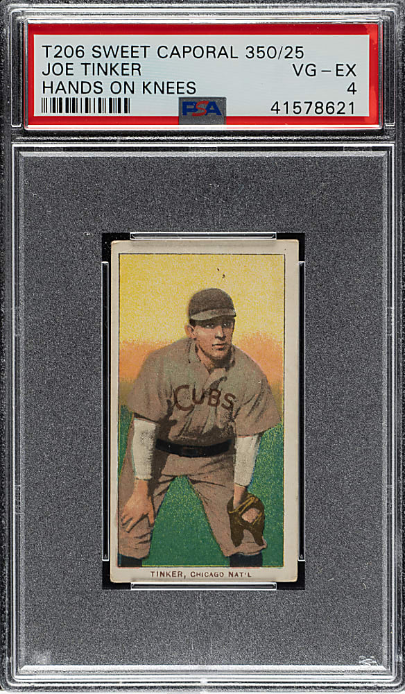 1909-1911 T206 White Border Joe Tinker Hands on Knees PSA VG-EX 4