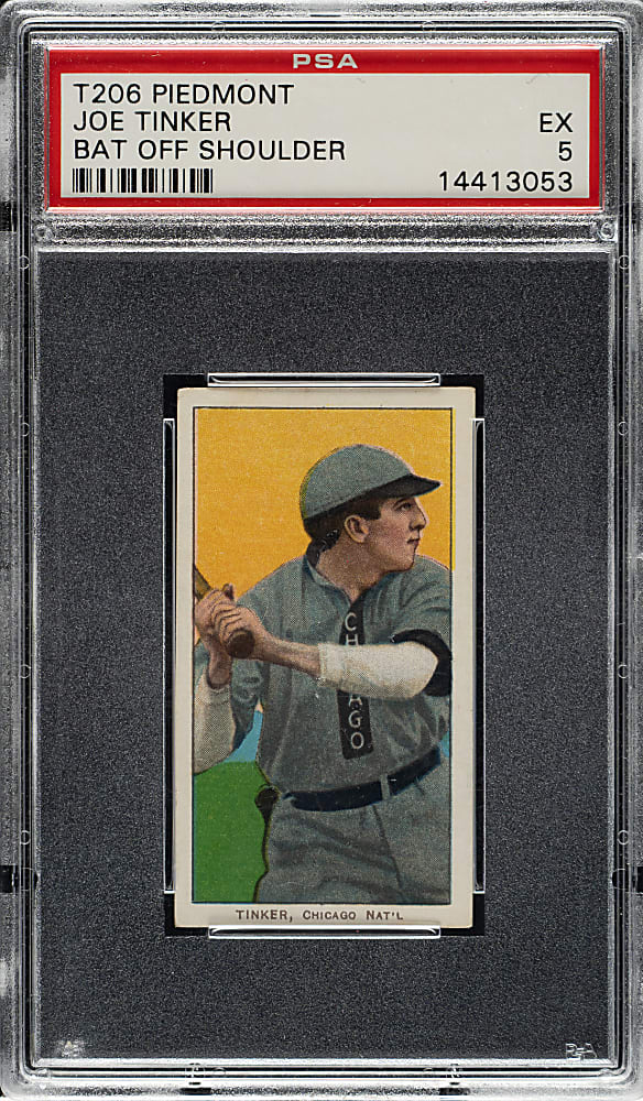 1909-1911 T206 White Border Joe Tinker Bat Off Shoulder PSA EX 5