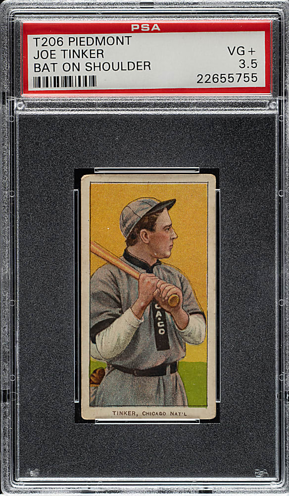 1909-1911 T206 White Border Joe Tinker Bat On Shoulder PSA VG+ 3.5