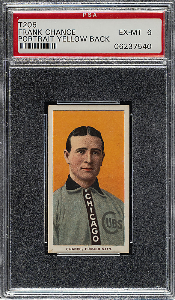 1909-1911 T206 White Border Frank Chance Portrait Yellow Background PSA EX-MT 6