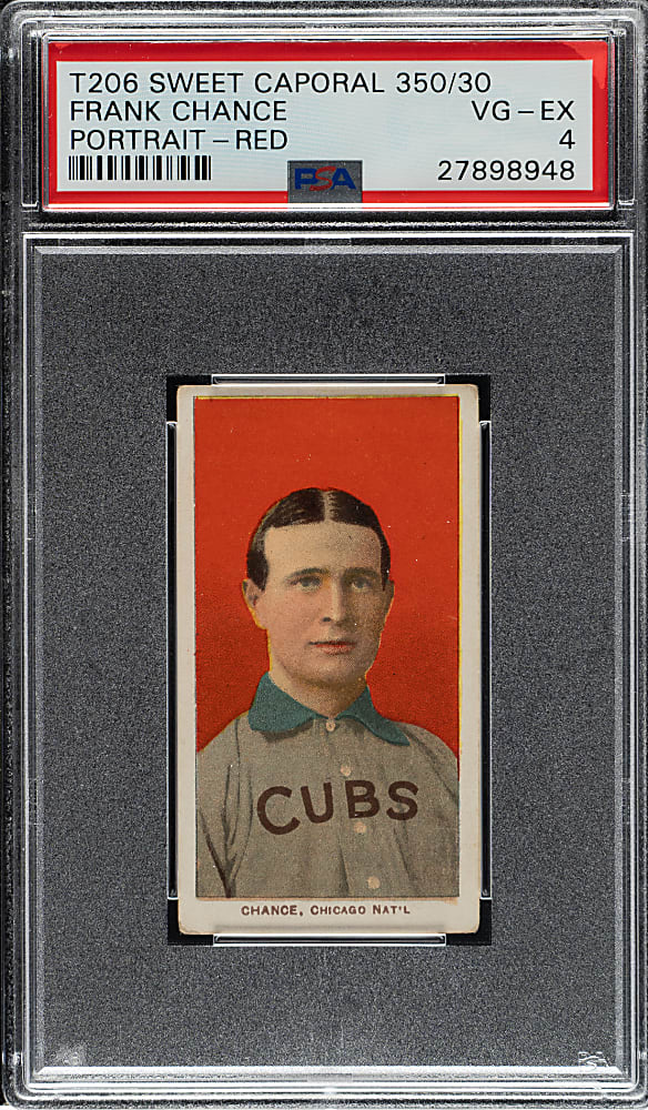 1909-1911 T206 White Border Frank Chance Portrait Red Background PSA VG-EX 4