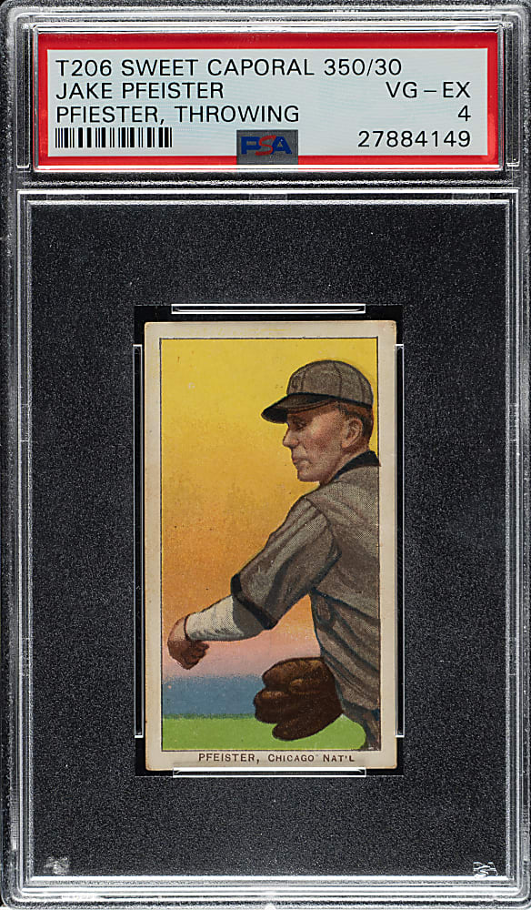 1909-1911 T206 White Border Jake Pfeister Throwing PSA VG-EX 4