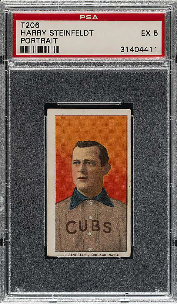 1909-1911 T206 White Border Harry Steinfeldt Portrait PSA EX 5