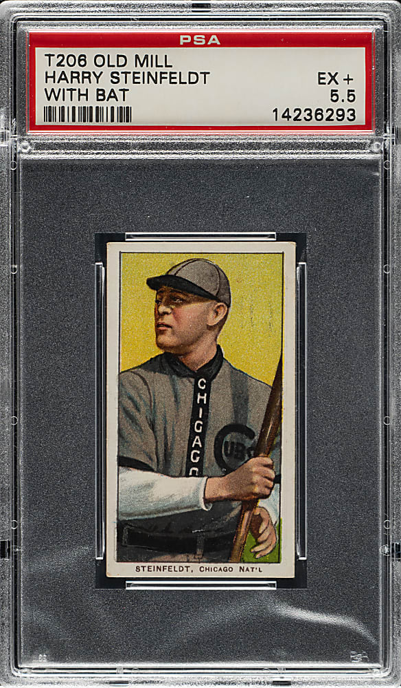 1909-1911 T206 White Border Harry Steinfeldt with Bat PSA EX+ 5.5 - Old Mill Back