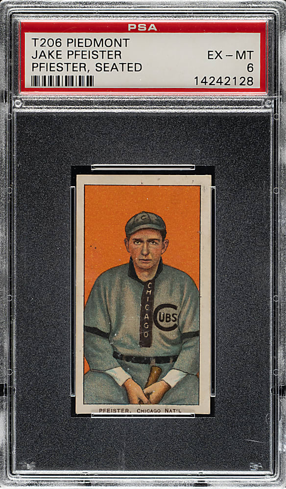 1909-1911 T206 White Border Jake Pfeister Seated PSA EX-MT 6