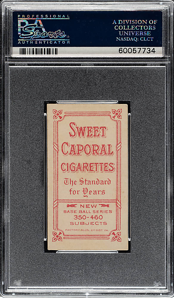 1909-1911 T206 White Border Wildfire Schulte Back View PSA EX-MT 6