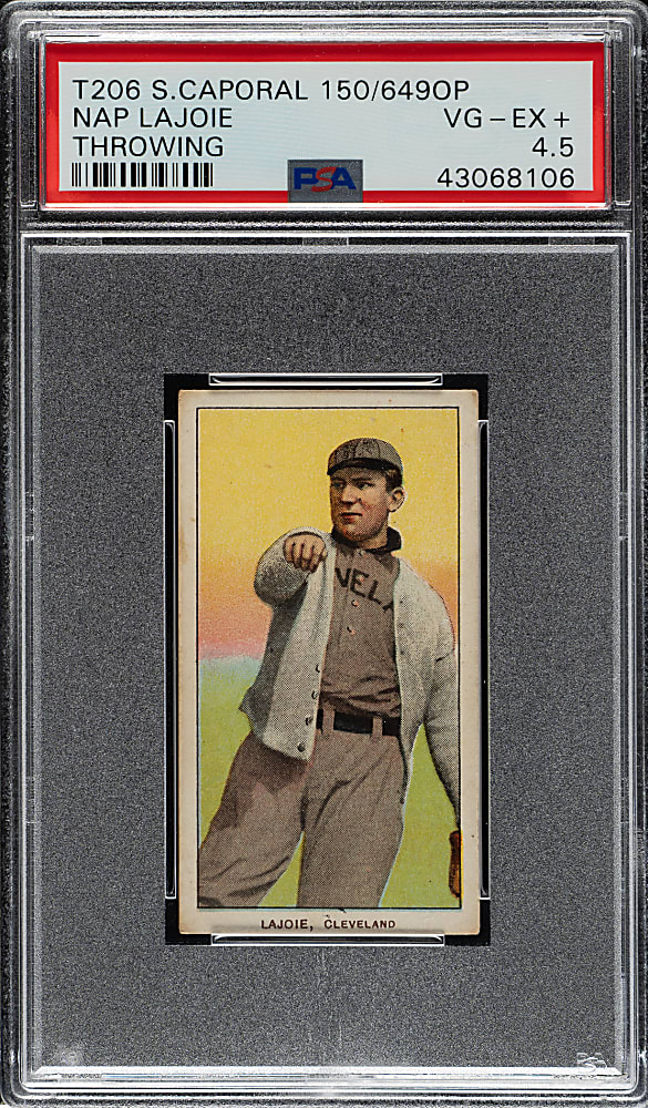 1909-1911 T206 White Border Nap Lajoie Throwing PSA VG-EX+ 4.5