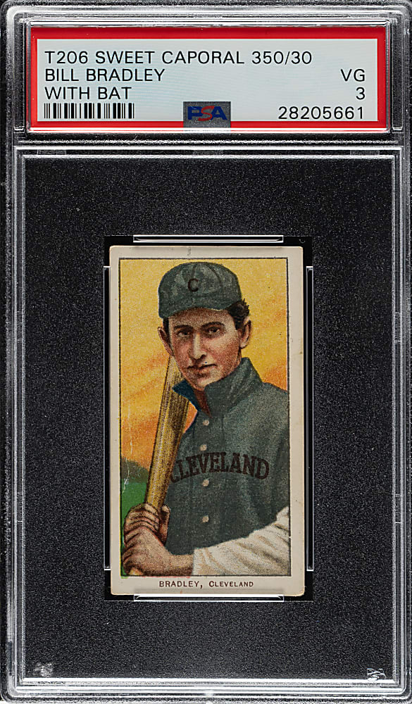 1909-1911 T206 White Border Bill Bradley with Bat PSA VG 3