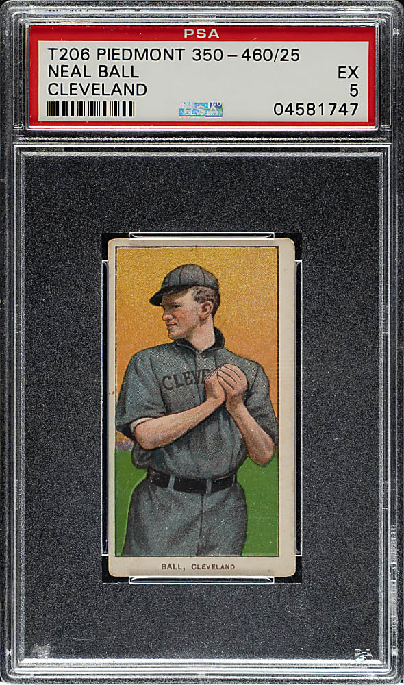 1909-1911 T206 White Border Neal Ball Cleveland PSA EX 5
