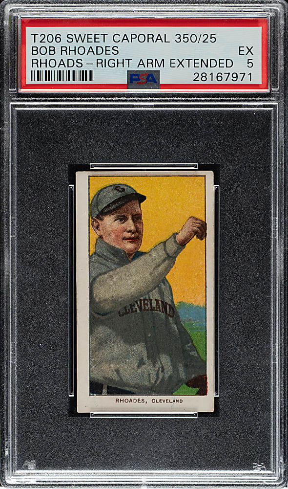 1909-1911 T206 White Border Bob Rhoades Right Arm Extended PSA EX 5