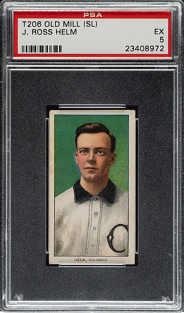 1909-1911 T206 White Border J. Ross Helm Southern Leaguer PSA EX 5 - Old Mill Back