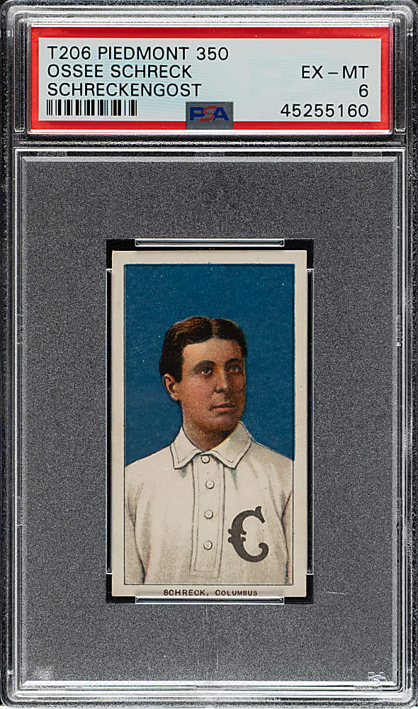 1909-1911 T206 White Border Ossee Schreck PSA EX-MT 6