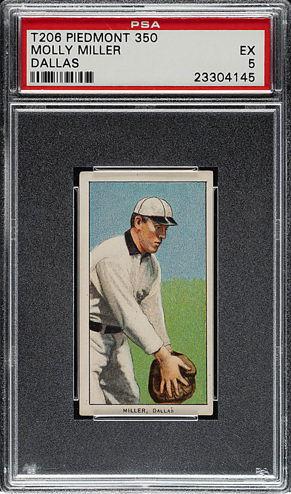 1909-1911 T206 White Border Molly Miller Southern Leaguer PSA EX 5