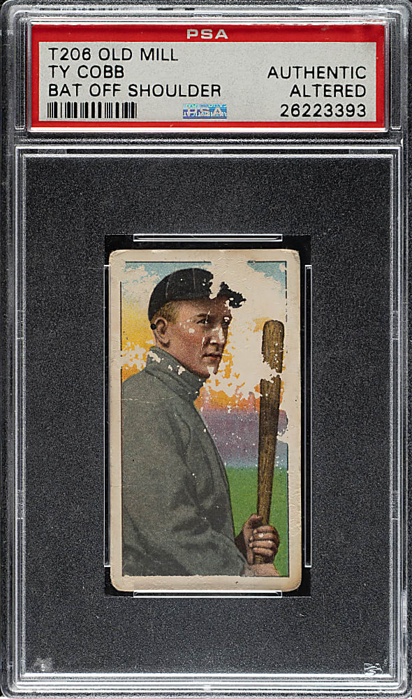 1909-1911 T206 White Border Ty Cobb Bat Off Shoulder PSA Authentic - Old Mill Back