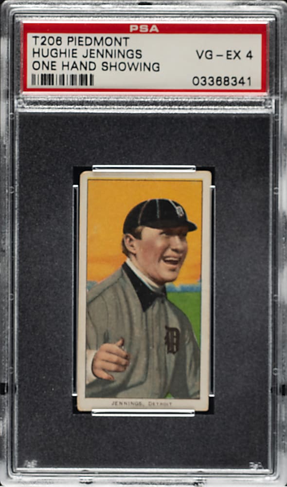 1909-1911 T206 White Border Hughie Jennings One Hand Showing PSA VG-EX 4