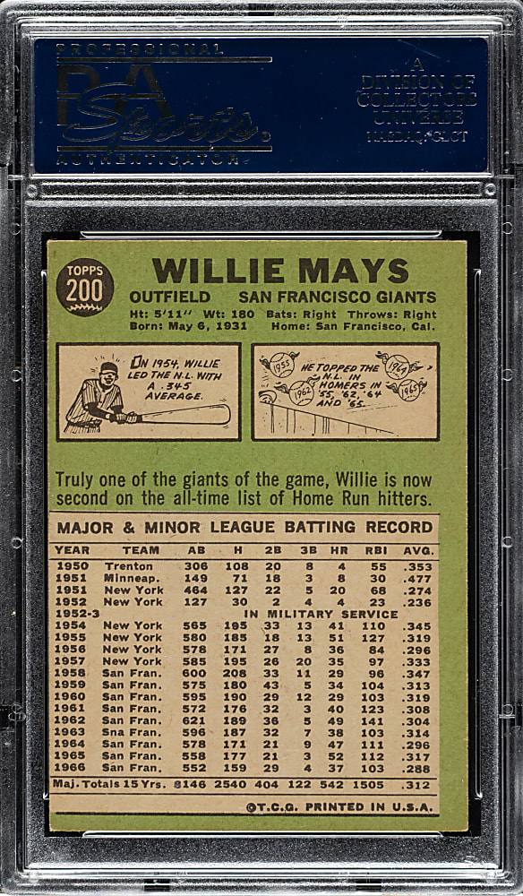 1967 Topps #200 Willie Mays PSA EX 5