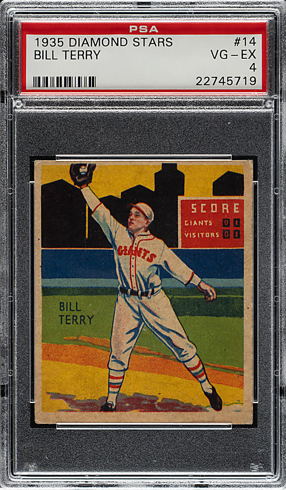 1934-1936 R327 Diamond Stars #14 Bill Terry (1935 Green Back) PSA VG-EX 4