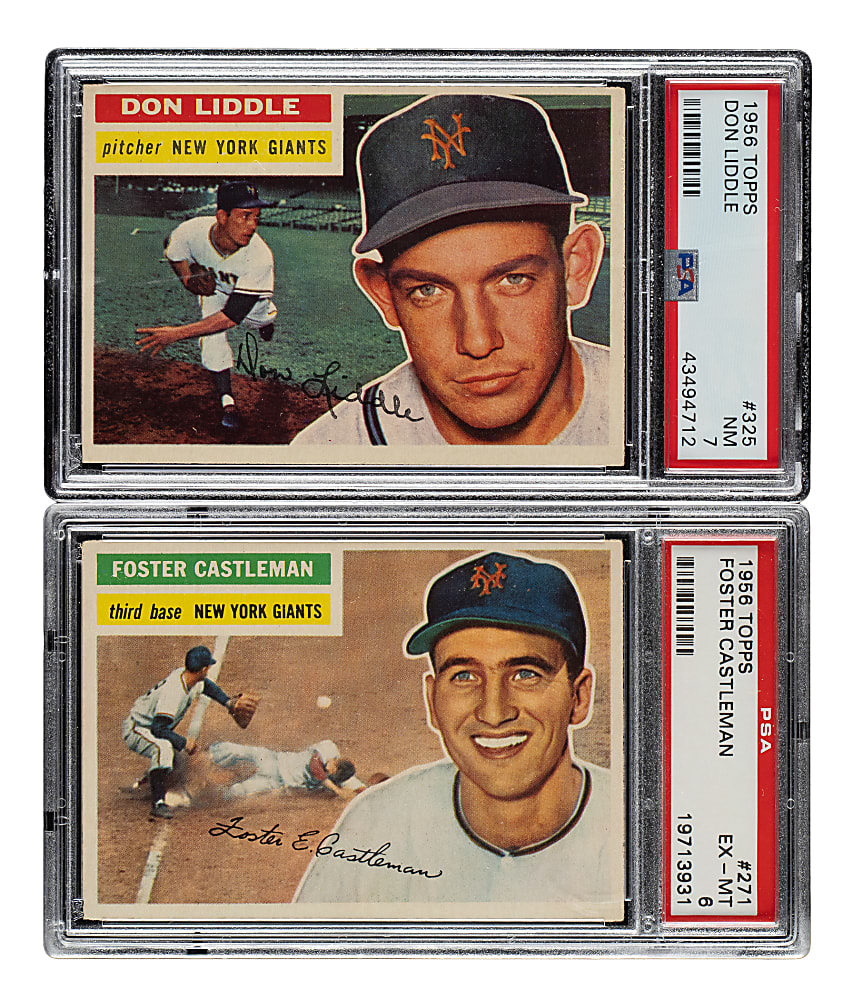 1956 Topps #271 Foster Castleman and #325 Don Liddle PSA-Graded Pair