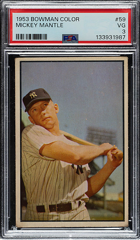 1953 Bowman Color #59 Mickey Mantle PSA VG 3