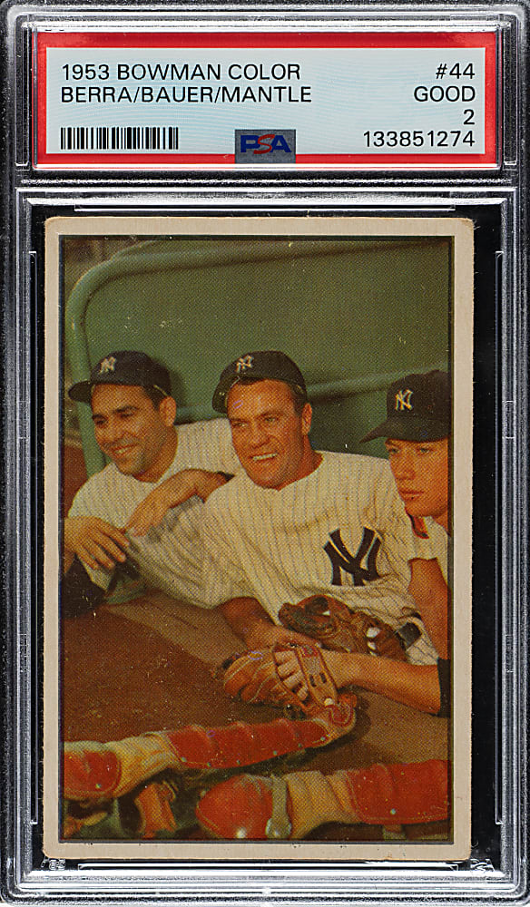 1953 Bowman Color #44 Bauer/Berra/Mantle PSA GOOD 2