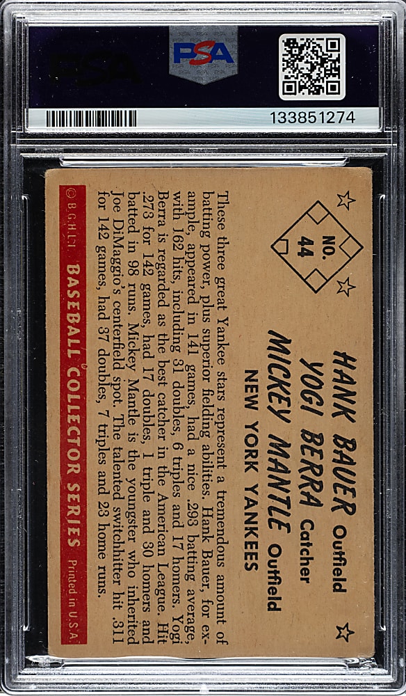1953 Bowman Color #44 Bauer/Berra/Mantle PSA GOOD 2