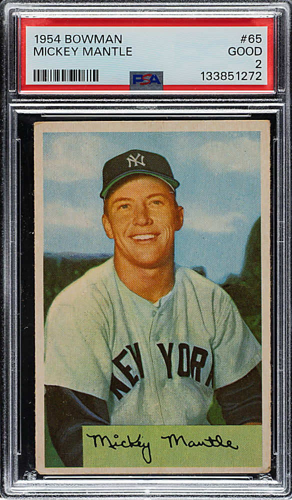 1954 Bowman #65 Mickey Mantle PSA GOOD 2