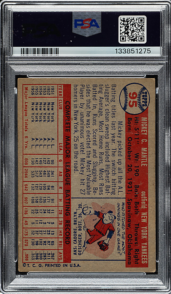 1957 Topps #95 Mickey Mantle PSA VG+ 3.5