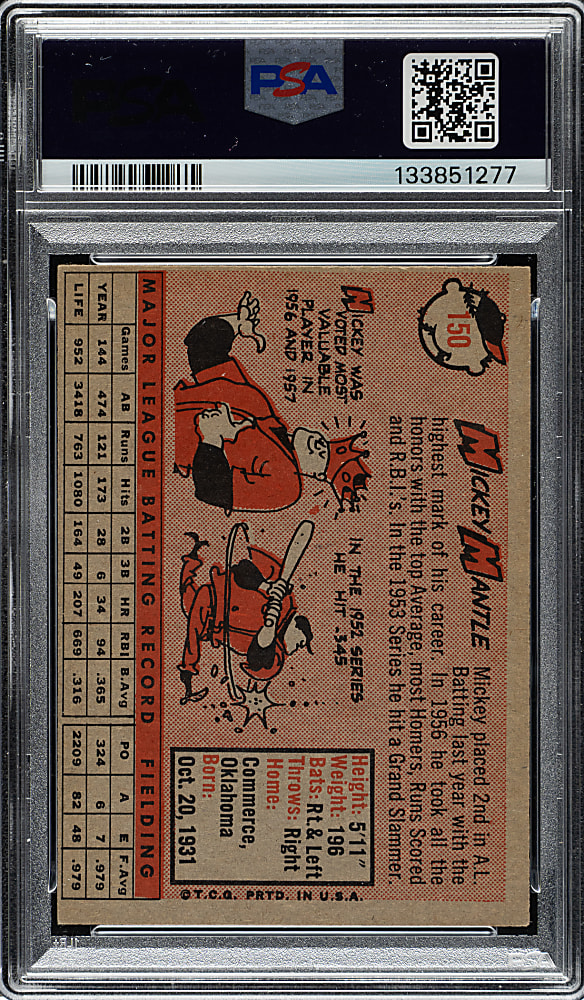 1958 Topps #150 Mickey Mantle PSA VG-EX 4