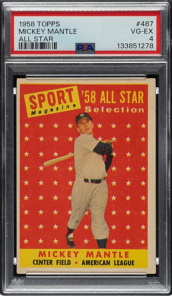 1958 Topps #487 Mickey Mantle All-Star PSA VG-EX 4