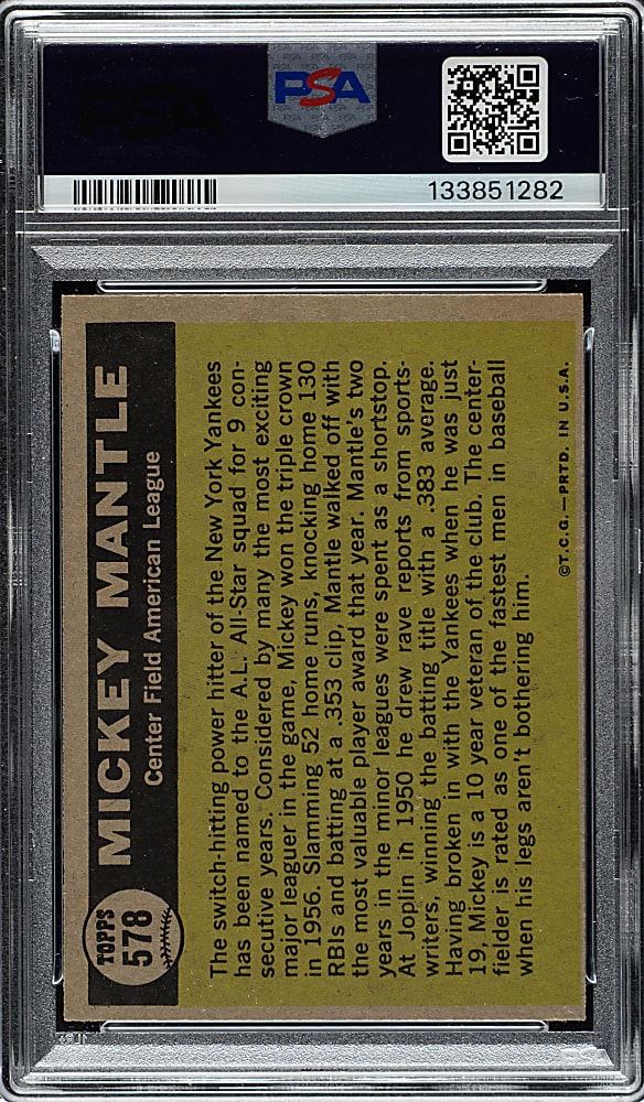 1961 Topps #578 Mickey Mantle All-Star PSA FAIR 1.5