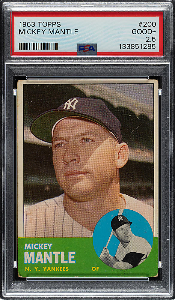 1963 Topps #200 Mickey Mantle PSA GOOD+ 2.5