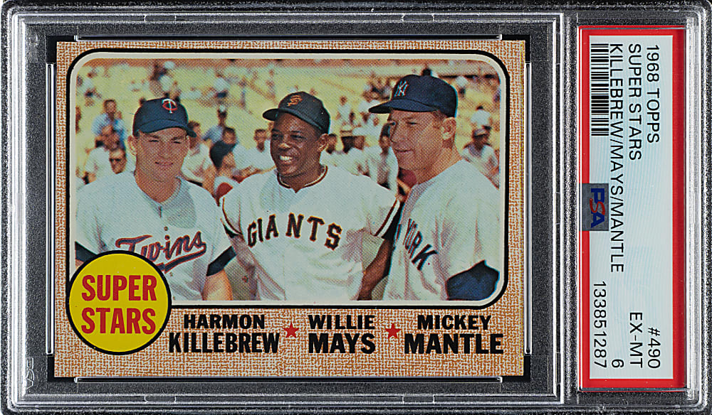 1968 Topps #490 Super Stars with Killebrew, Mays, and Mantle PSA EX-MT 6