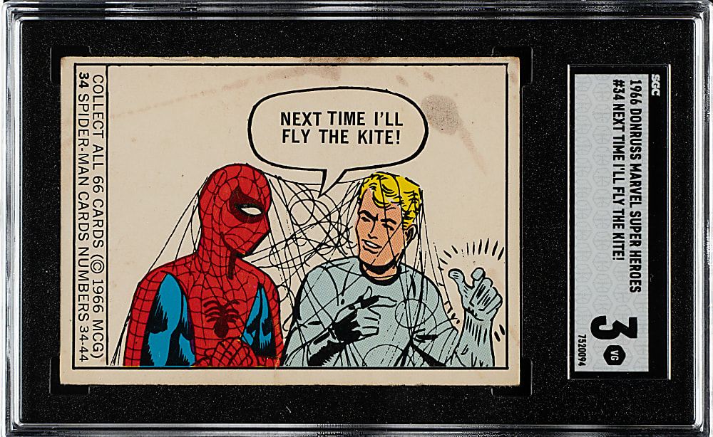1966 Donruss "Marvel Super Heroes" #34 Spider Man Next Time I'll Fly the Kite! SGC VG 3