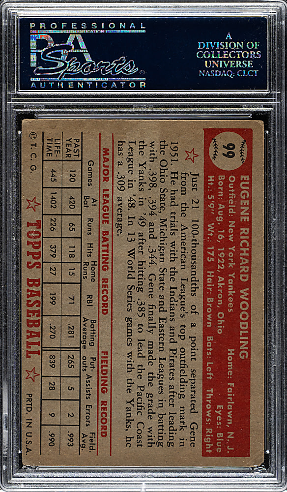 1952 Topps #99 Gene Woodling PSA VG-EX 4