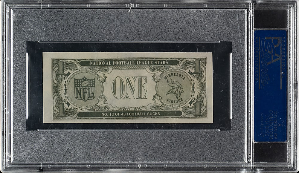 1962 Topps "Football Bucks" #13 Jerry Reichow PSA NM 7