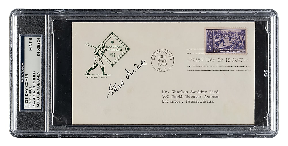1939 Ford Frick Signed First Day Cover PSA/DNA MINT 9