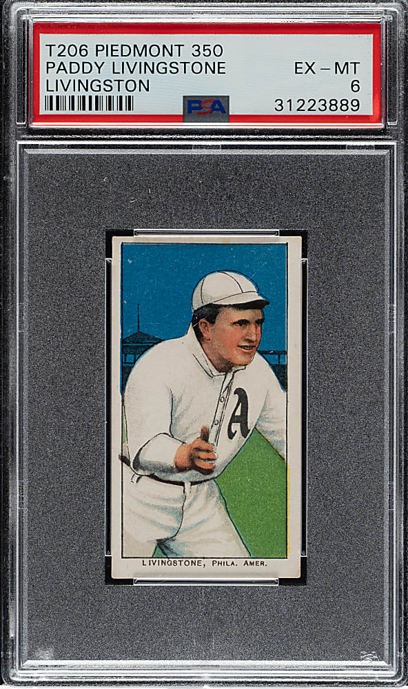 1909-1911 T206 White Border Paddy Livingstone PSA EX-MT 6
