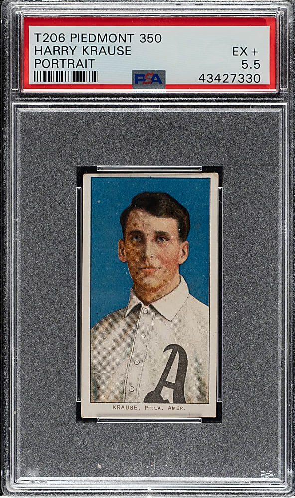 1909-1911 T206 White Border Harry Krause Portrait PSA EX+ 5.5
