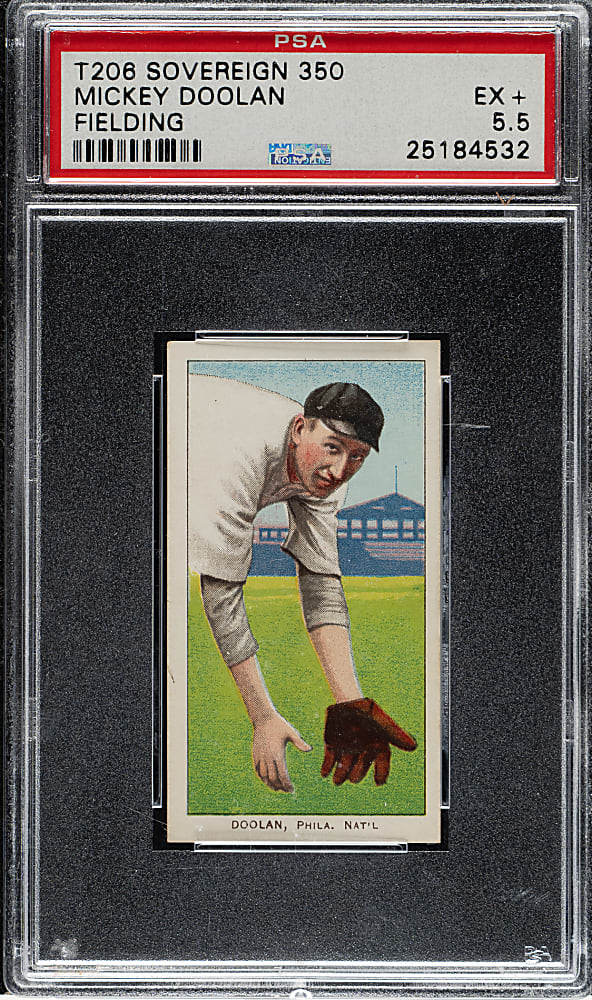 1909-1911 T206 White Border Mickey Doolan Fielding PSA EX+ 5.5 - Sovereign 350 Back