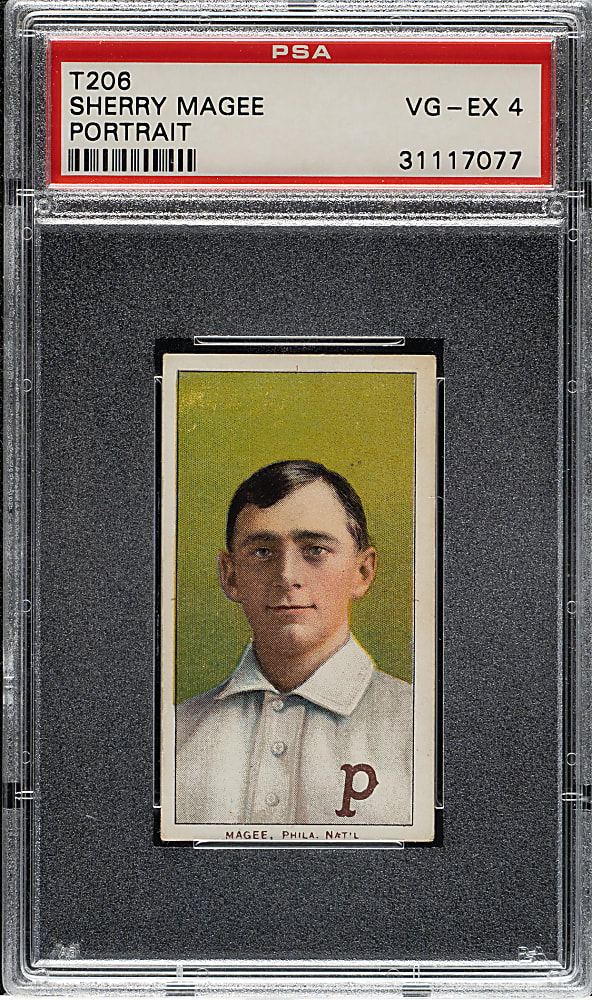 1909-1911 T206 White Border Sherry Magee Portrait PSA VG-EX 4