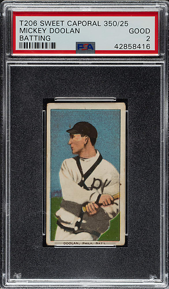 1909-1911 T206 White Border Mickey Doolan Batting PSA GOOD 2
