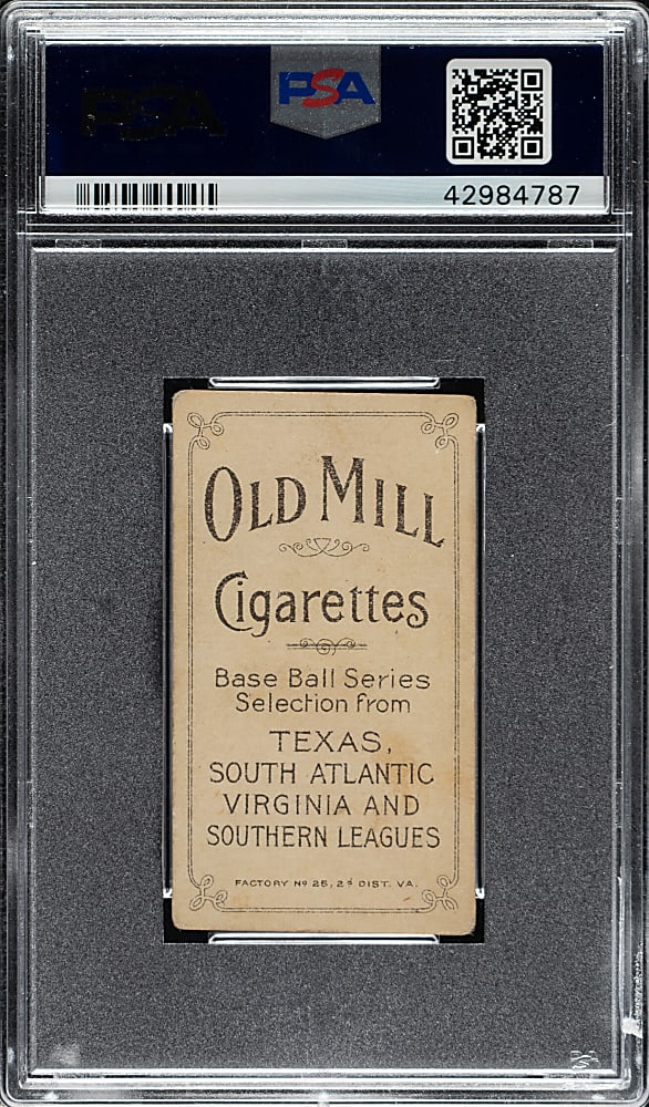 1909-1911 T206 White Border Ray Ryan Southern Leaguer PSA VG 3 - Old Mill Back