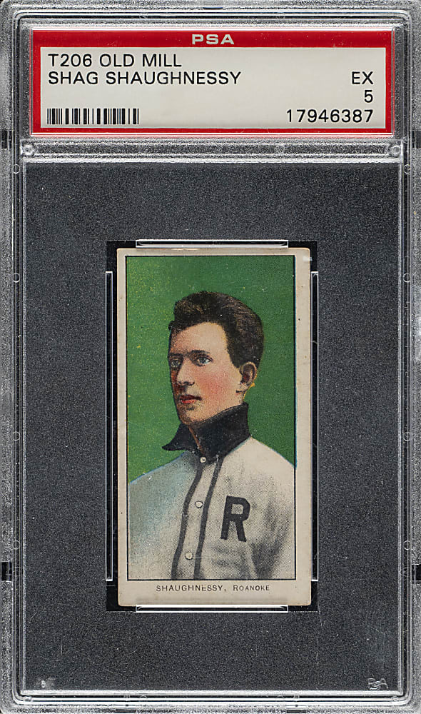 1909-1911 T206 White Border Shag Shaughnessy Southern Leaguer PSA EX 5 - Old Mill Back